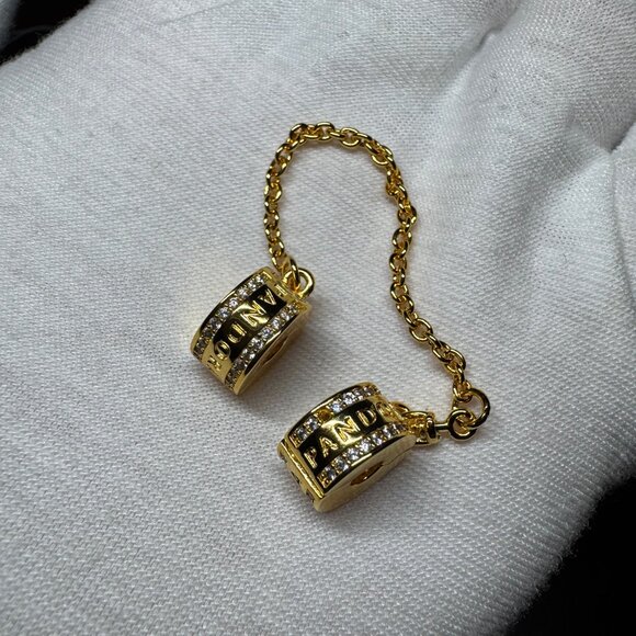 Pandora Pandora Logo Safety Chain Clip Charm - Picture 2 of 3